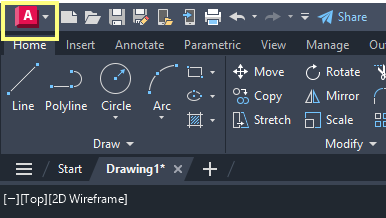 AutoCAD user interface - menu browser