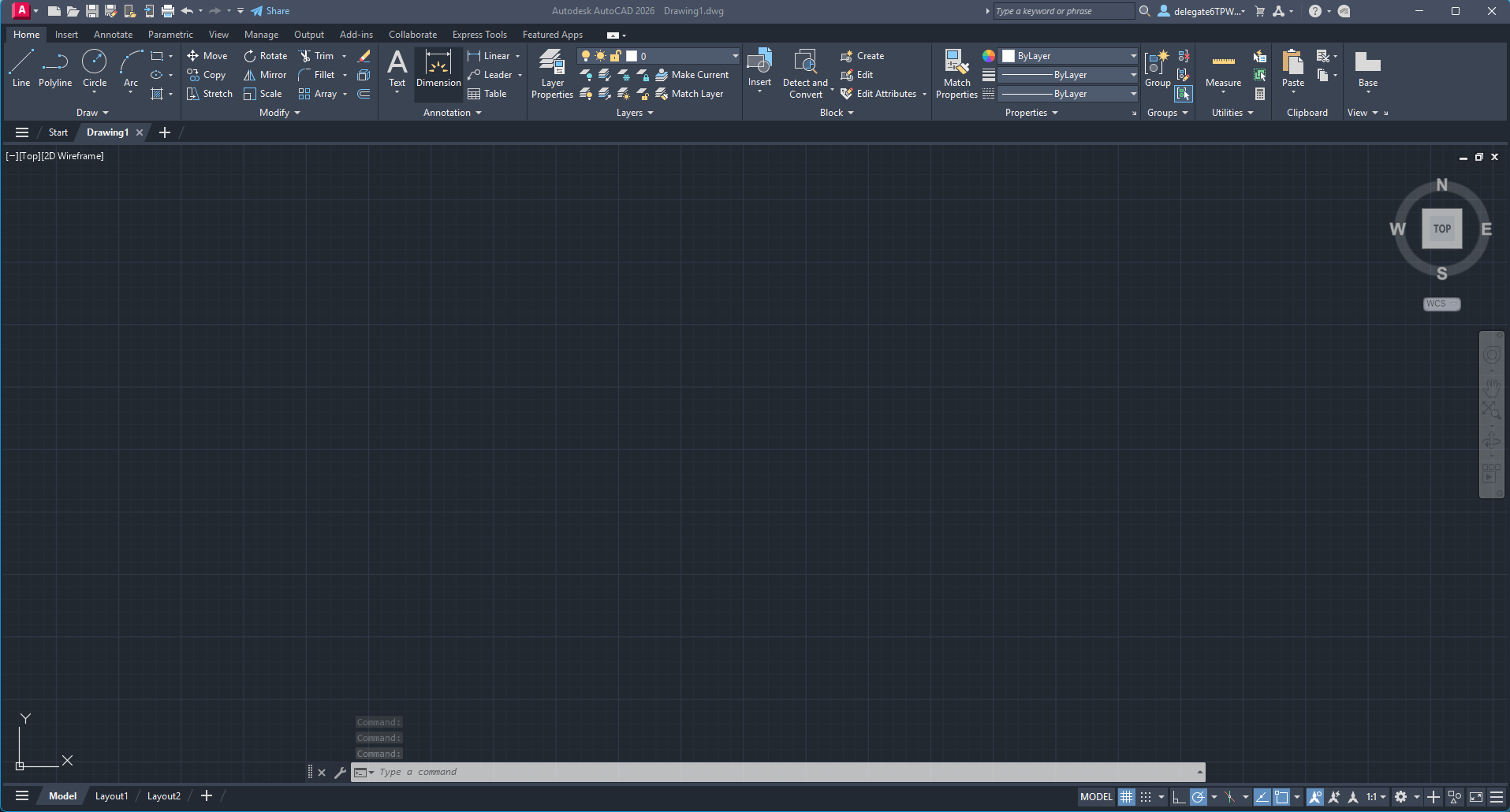 AutoCAD user interface