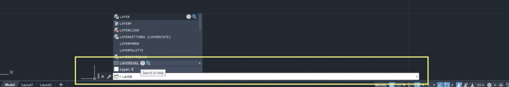 AutoCAD user interface - command line type