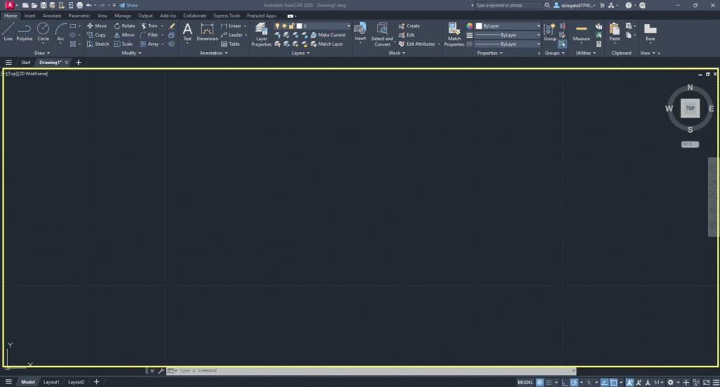 AutoCAD user interface - drawing space