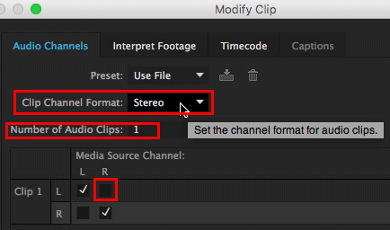 Premiere Pro - altering audio channels