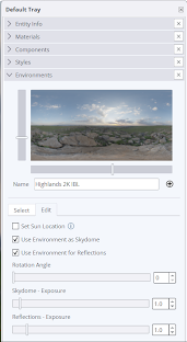 SketchUp 2025 Environment Tray